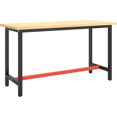 vidaXL Estructura banco de trabajo metal negro y rojo mate 140x50x79cm (1/2)