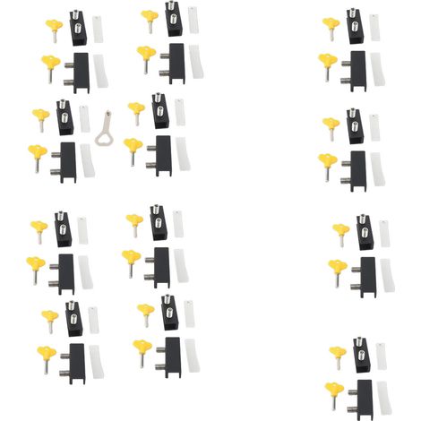Verrous Fenêtre Coulissante Sécurité Butées avec Clés – Installation Facile Vertical Horizontal Fenêtres, Noir 12 Sets (1/5)