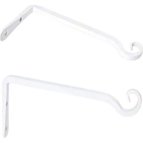 Set of 2 Hooks - White Wall Hanging Decoration Wrought Iron for Garden with Screws for Plants Bird Feeders Lanterns (1/5)