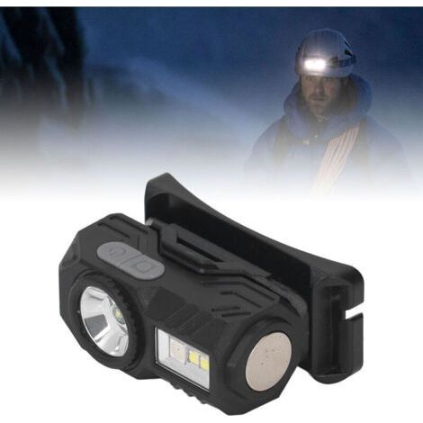 Linterna frontal con sensor de movimiento, linterna frontal LED magnética con múltiples modos y alto brillo, con diadema y clip para uso en exteriores, color negro. (1/4)