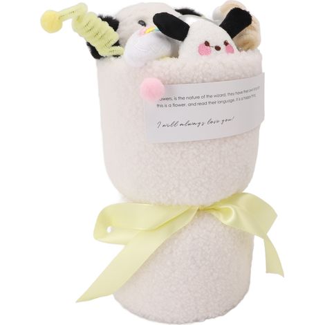 Bouquet peluches animaux design mignon chiot noir blanc déco maison carte de vœux anniversaire mariage commémoration remise de diplôme (1/5)