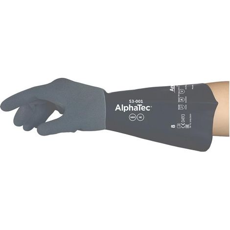 ANSELL Gant chimique AlphaTec 53-001 Taille 11 gris / noir EN 388 EN 374 EN 407 EPI III - 53-001-11 (1/4)