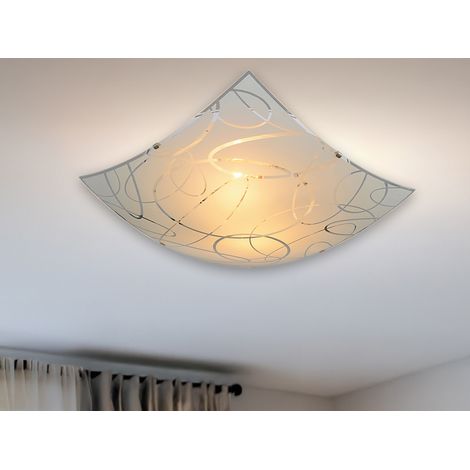 Eckige Deckenleuchte SPIRELLI Glas mit modernem Dekor, Quadrat 40cm