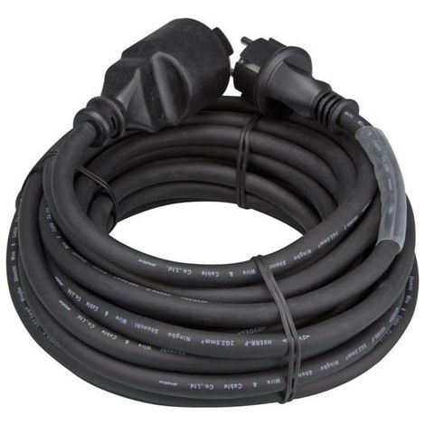 CABLE PROLONGADOR DE GOMA CON TUBO TERMORRETRÁCTIL - 3G2.5 - 15 m - TOMA DE TIERRA DE ESPIGA
