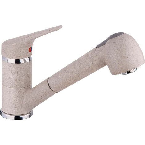 Schläfer 5006521 - Rubinetto per Cucina Granito Avena Triest con Doccetta Estraibile  due Getti, Miscelatore per Lavello con Beccuccio Girevole a 360°, Connettori G 3/8 Pollici,  Ottone