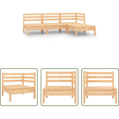 Holzsofa - 4-tlg. Garten-Lounge-Set Massivholz Kiefer (1/5)