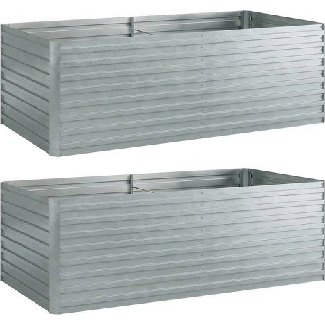 GagaLot de 2 bacs a potager sureleve en metal galvanise avec bord securise argent (1/5)