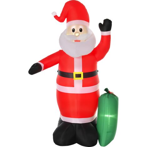 Aufblasbarer, beleuchteter Weihnachtsmann (240 cm) mit Geschenktüte und LED-Weihnachtsdekoration (1/5)