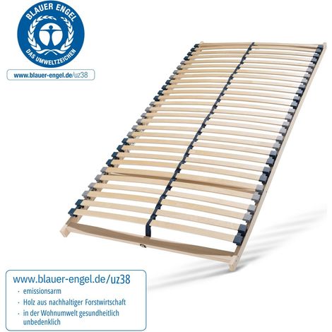 Lattenrost 120x200, Ergonomischer 7 Zonen Lattenrost mit stabilem Buchenholzrahmen, 28 Latten, Hergestellt in Deutschland, Selbstmontage, Traglast ca. 150Kg