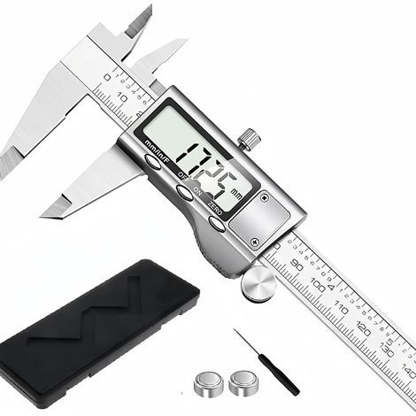 ALLIANDISPied à coulisse électronique numérique en acier inoxydable, outil de mesure de haute précision entièrement métallique, 0-150 mm (1/5)