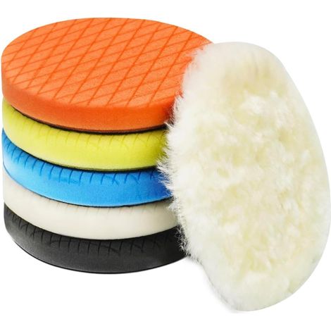Tampons de polissage de 15 cm (6 pouces), ensemble de 6 tampons de polissage/coupe en mousse composite (compatibles avec les plateaux de support de 15 cm [6 pouces]), conçus pour les polisseuses autom (1/5)