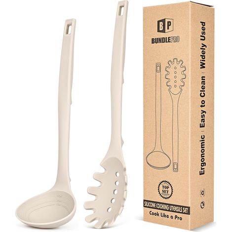 Lot de 2 louches à soupe en silicone et cuillère à pâtes (1/5)