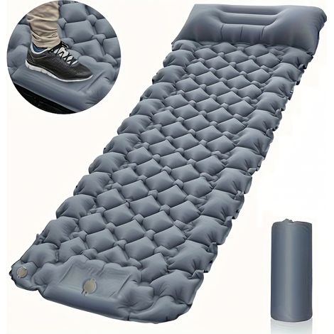 Matelas de camping gonflable ultra-léger en TPU avec pompe intégrée et appui-tête, idéal pour les voyages. (1/5)