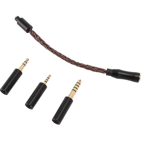Câble adaptateur pour casque audio, prise femelle 2,5 mm vers prise mâle 2,5 mm, 3,5 mm, 4,4 mm, câble adaptateur en fil de cuivre plaqué argent. (1/5)