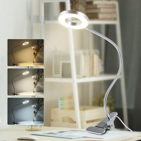 Freihändige USB-Klemm-Tischleuchte mit Lupe, Schreibtischlampe für Naharbeiten, 3 Farbmodi und 10 einstellbare Helligkeitsstufen mit Lupe, zum Lesen, Basteln.