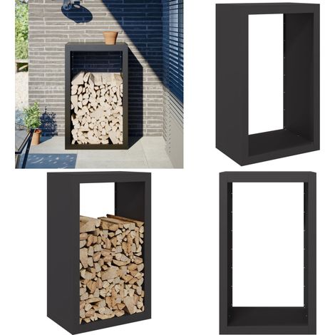 vidaXL Portant de bois de chauffage noir 60x40x100 cm acier (1/5)