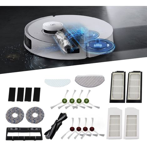 Kit de accesorios para aspiradoras robot – Para T10 y T10 TURBO – con cepillo principal, cepillos laterales, mopa ondulada, mopa lavable, filtros blancos y negros (1/5)
