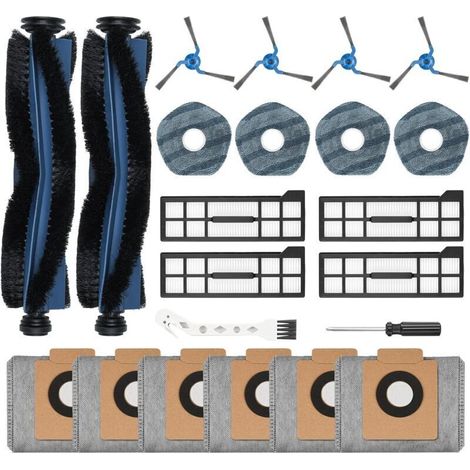 Set of 22 accessories for the Eufy X10 Pro Omni robot vacuum cleaner, replacement parts including 2 main brushes, 4 filters, 6 dust bags, 4 cleaning pads, 4 side brushes, 1 brush (1/4)