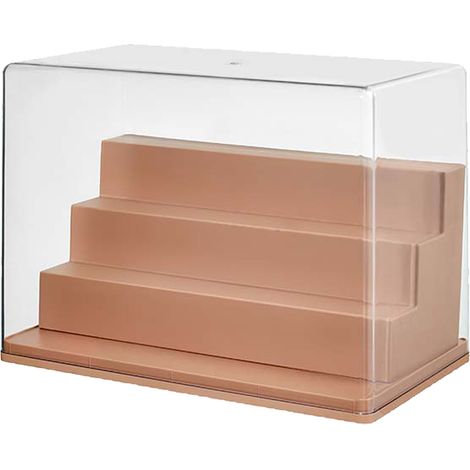 Support de présentation transparent anti-poussière, étagère en échelle marron pour vitrine salon ou chambre (1/5)