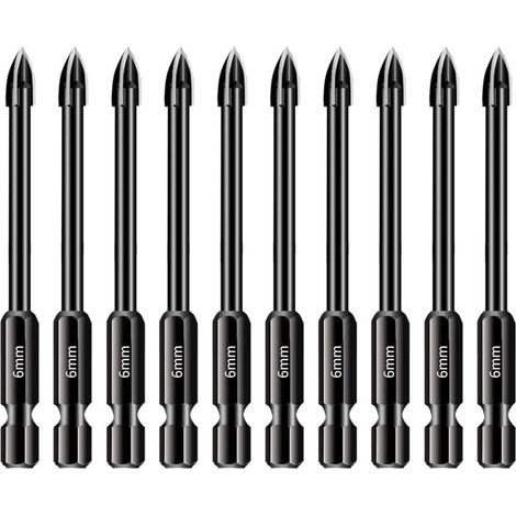 10 Bohrer für Glas und Fliesen – 1/4"-Sechskantschaft – Für Spiegel, Keramik, Beton, Ziegel – Vielseitig einsetzbar (1/4)