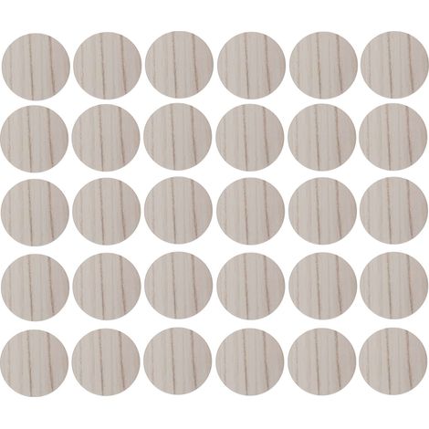 30x Cache vis adhésif autocollant diamètre 20mm bouchon trou meuble table chaise maison, bois chêne blanc (1/3)