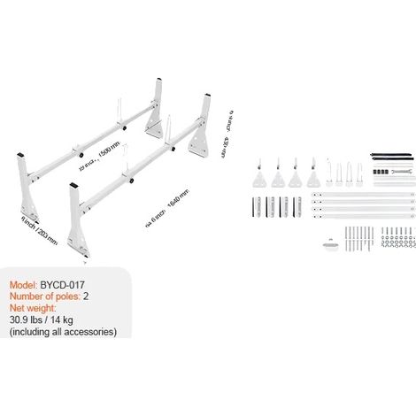 Support de remorque, largeur réglable, haute capacité de charge, 2 Barres transversales (1/2)