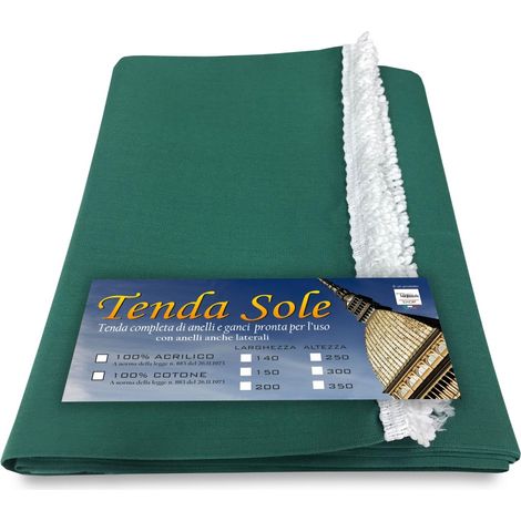 TENDA Sole da ESTERNO GIARDINO Balcone UNITO VERDE confezionata LARGA 2 METRI Cm. 200 x 300