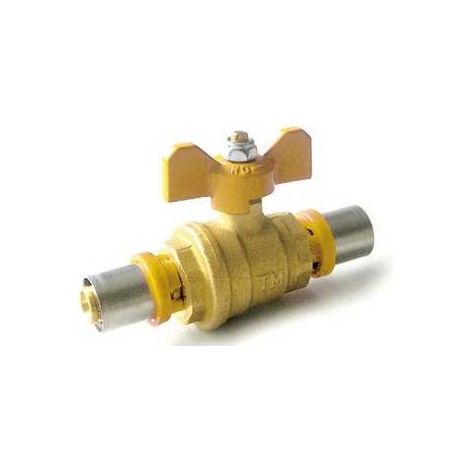 VANNES À BILLE POUR GAZ MULTICOUCHES AVEC LEVIER PAPILLON Dimensions : Diamètre 26