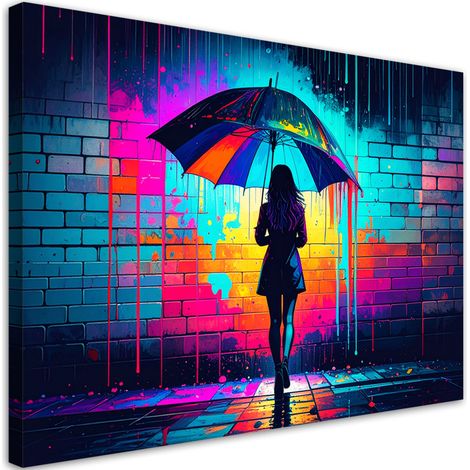Wandbild Mädchen mit Regenschirm Graffiti 60x40 cm