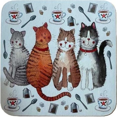 Dessous de verre C245 Chats et thé