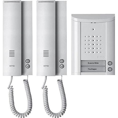 Ritto Interphone filaire 2 foyers blanc montage mural
