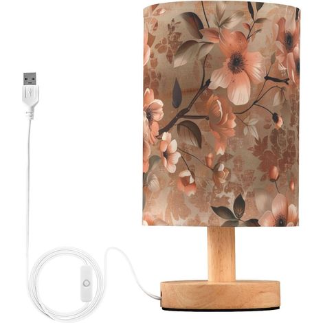 Lampe de bureau LED vintage à motif floral sur fond or rose pour (1/5)