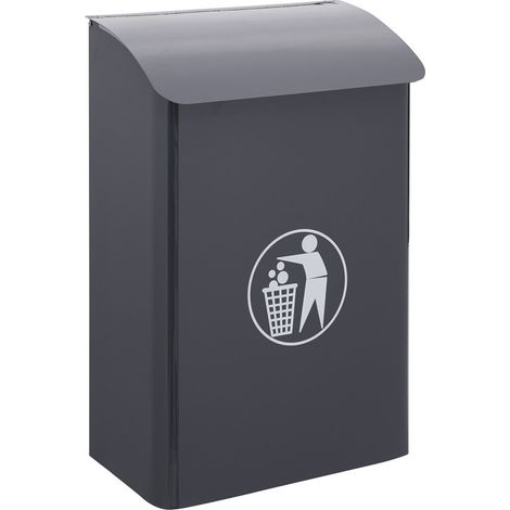 ARREGUI E6115 Papelera Mural de Acero para interiores y zonas comunes, papelera de pared, 30 L, gris antracita, basura genérica (1/3)