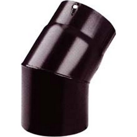 1PZ GOMITO 45 PORCELLANATO PER STUFE A LEGNA NERO OPACO PESANTE MM.1,2 - cm.14