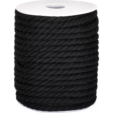 18m Corde en Coton,8mm Cordon en Coton Noir,Grosse Corde Macramé (1/5)
