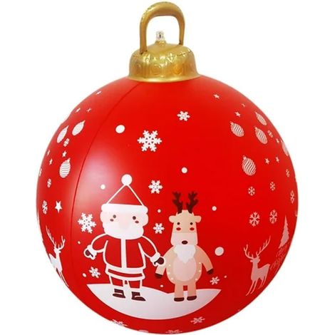 Décorations de Noël - Boule de Noël gonflable géante décorée de 60 cm pour l'extérieur, avec lampe, décoration pour sapin de Noël, cadeau de Noël (1/5)