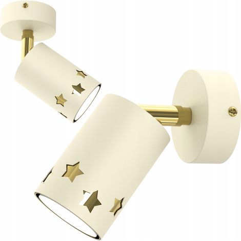 Kinderdeckenleuchte, LED-Spotleuchte, beige Sterne, ecru, goldene GU10-Fassung (1/5)