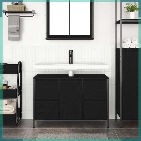 Meuble sous-vasque - 861887 - Chêne noir - 90 x 34,5 x 60 cm - 4 tiroirs (1/5)
