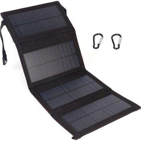 Chargeur portatif pliable de cellules solaires polycristallines de panneau solaire d'USB de 20W pour OutdoorsBlack (1/5)