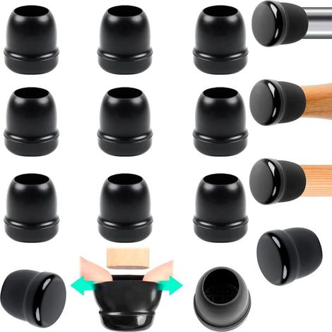Chair leg protectors, 16 small black silicone floor protectors for chair legs, 20–28 mm chair glides for carpets, Teflon glides and a combination of thermoplastic elastomer (1/5)