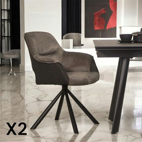 Fauteuil pivotant bi-matière, couleur taupe (lot de 2) IENA (1/5)