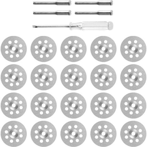 Lot De 20 Disques à Tronçonner Diamantés (22 Mm) – Mini Disques Diamantés Pour Dremel Accessoires Avec 4 Mandrins De 3 Mm, Idéal Pour Pierre, Verre, Carrelage & Traitement Du Bois (1/5)