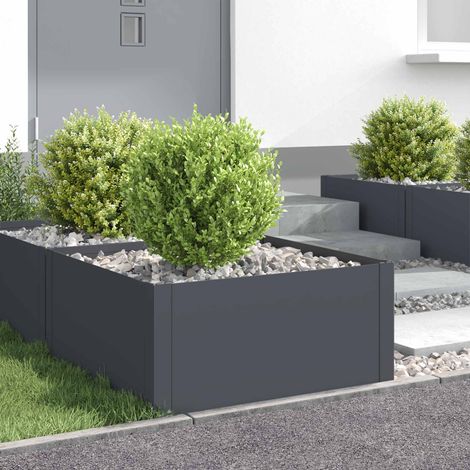 Bordure de Pelouse et Jardin en Acier Thermolaqué Anthracite, Lot de 4 Pièces 60 x 60 x 35 cm - PANGIVO (1/5)