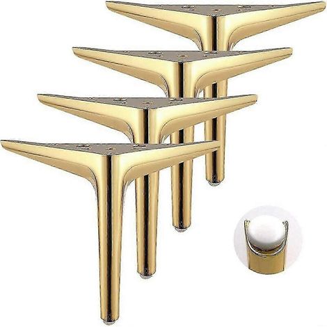 Ensemble de pieds de meubles, comprenant quatre pieds triangulaires plaqués or avec une finition polie, convenant aux armoires, canapés, tables basses, meubles TV et autres meubles. (1/5)