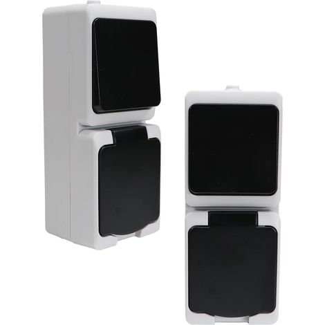 2er Set REV AquaMini Aufputz Feuchtraum Kombination Schalter Steckdose IP54 kompakt mini (1/5)