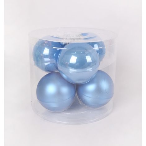 TrendLine Weihnachtskugeln aus Glas Ø 8 cm sky blue 6 Stück Weihnachtskugel