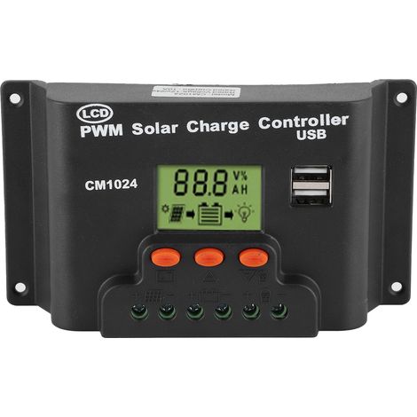 Régulateur de charge solaire LCD 12V/24V avec double sortie USB, contrôleur de batterie pour maison, industrie et commerce, courant nominal 20A charge/décharge (1/5)
