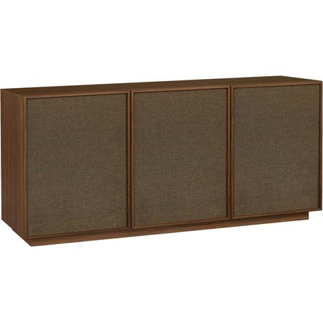 sweeek - Sideboard 3 Türen Holzdekor und Stoff 160cm (1/5)