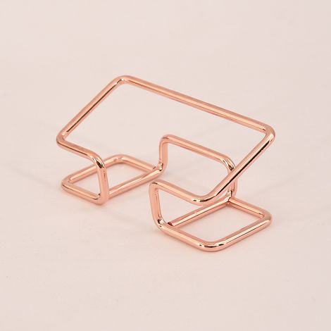 BEBUSINGOTO Tarjetero de escritorio, expositor metálico para tarjetas de visita, tarjeteros para escritorio, 1 unidad, oro rosa (1/3)