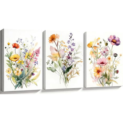Collection de 3 Tableaux Décoratifs sur Toile 30x40cm - Avec Cadres en Bois, Tableaux Mural Décoratifs Modernes pour Salon, Chambre et Bureau (1/5)